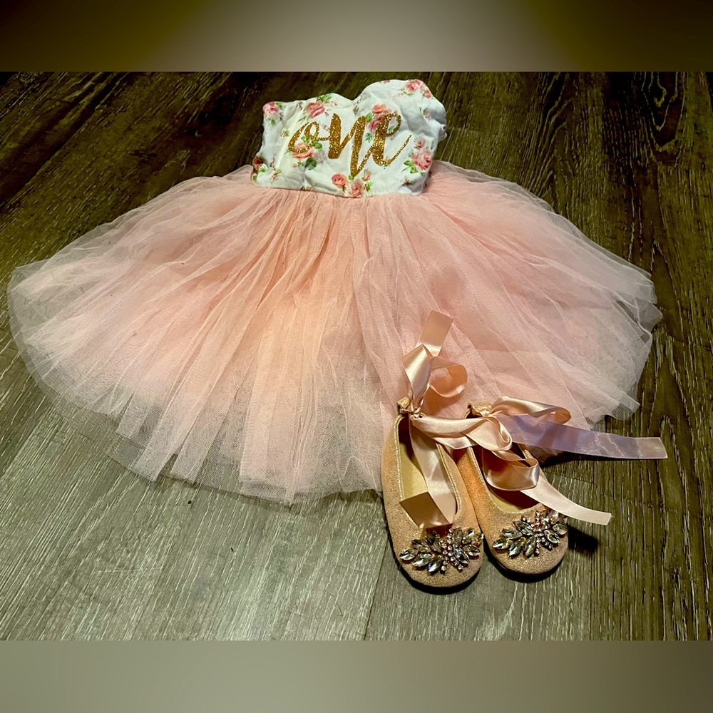 One Year Old Outfit for 12 month Old Birthday Dress Tutu & Shoes
